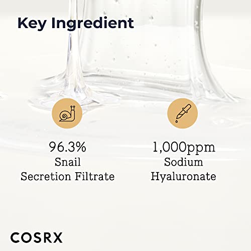 COSRX Snail Mucin 96% Power Repairing Essence 3.38 fl.oz 100ml, Hydrating Serum for Face with Snail Secretion Filtrate for Dull Skin & Fine Lines, Korean Skincare