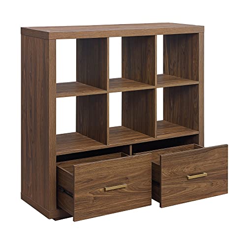 LHLLHL 6 Cube Storage Bookcase Organizer with 2 Drawers Multiple Finishes