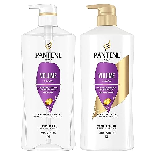 Pantene Shampoo, Conditioner and Hair Treatment Set, Volume & Body for Fine Hair, Safe for Color-Treated Hair