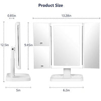 Lighted Makeup Mirror with 3 Color Lighting, Makeup Mirror with Extra Round 10X Magnifying Mirror, 72 LED Vanity Mirror, 10x 3X 2X Magnification, Touch Control, Dual Power Supply, Gift for Woman