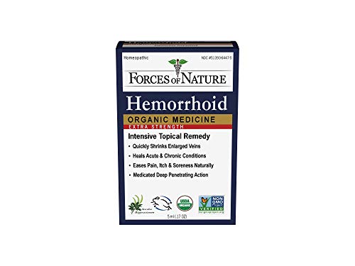 Forces of Nature –Natural, Organic, Hemorrhoid Extra Strength Relief (5ml) Non GMO - Case of 12, No Harmful Chemicals -Quickly Shrink Enlarged Veins, Ease Pain, Soreness, Itching Associated with Hemorrhoids