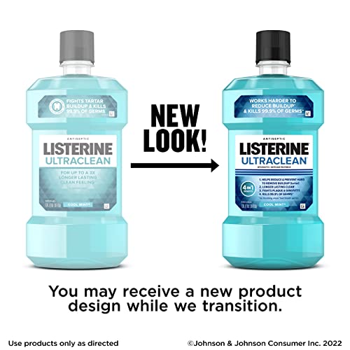 Listerine Ultraclean Oral Care Antiseptic Mouthwash, Everfresh to Help Fight Bad Breath, Gingivitis, Plaque & Tartar, ADA-Accepted Tartar Control Oral Rinse, Cool Mint, 1 L