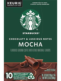 Starbucks Flavored Coffee K-Cup Pods, Mocha Flavored Coffee, Made without Artificial Flavors, Keurig Genuine K-Cup Pods, 10 CT K-Cups/Box (Pack of 1 Box)