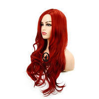 Baruisi Long Curly Wavy Red Wigs for Women Side Part Natural Looking Cosplay Synthetic Fiber Wig Heat Resistant Replacement Wig