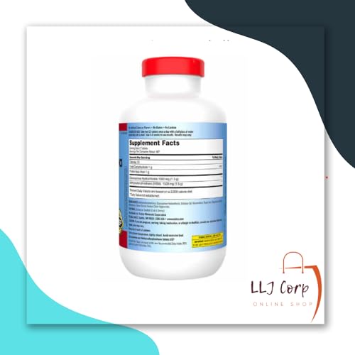 Kirkland Signature Extra Strength Glucosamine Extra Strength HCl with MSM, 375 Tablets Pack 2 Bundle with Weekly Pill Planner + LLJ Corp Sticker.