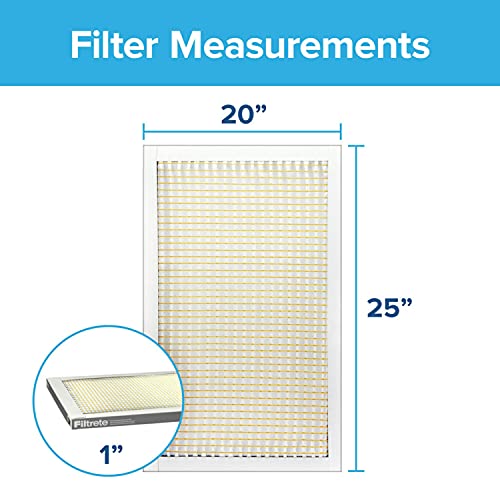 Filtrete 20x25x1 Air Filter, MPR 300, MERV 5, Clean Living Basic Dust 3-Month Pleated 1-Inch Air Filters, 6 Filters