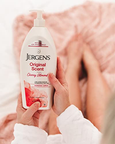 Jergens Original Scent Body Lotion, Dry Skin Moisturizer with HYDRALUCENCE blend and Cherry Almond Essence, for Long Lasting Skin Hydration, 21 Ounce (3 Pack)