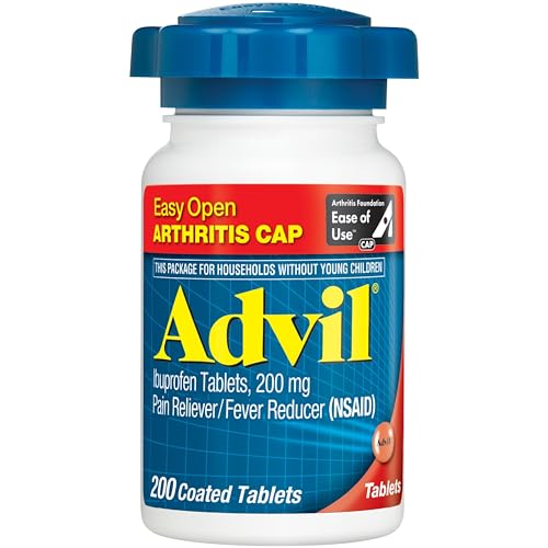 Advil (200 Count) Easy Open Arthritis Cap Pain Reliever/Fever Reducer Coated Tablet, 200mg Ibuprofen, Temporary Pain Relief