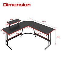 Homall L Shaped Gaming Desk Computer Corner Desk PC Gaming Desk Table with Large Monitor Riser Stand for Home Office Sturdy Writing Workstation (Black, 51 Inch)