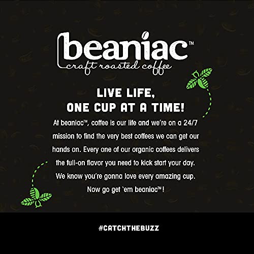 beaniac Organic Downtime Decaf Swiss Water Decaffeinated, Medium Roast, Single Serve Compostable K Cup Coffee Pods, Organic Arabica Coffee, Keurig Brewer Compatible, 30 Count