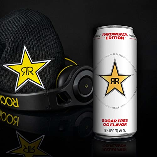 Rockstar Energy Drink, Throwback Edition: O.G. Sugar Free, 16 Fl Oz (Pack of 12)