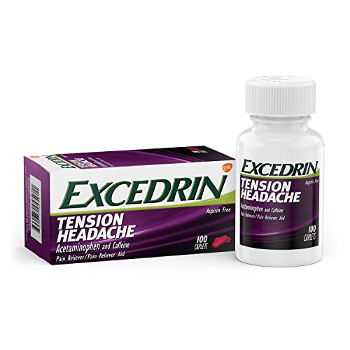 Excedrin Tension Headache Relief Caplets Without Aspirin for Head, Neck and Shoulder Pain Relief - 100 Count