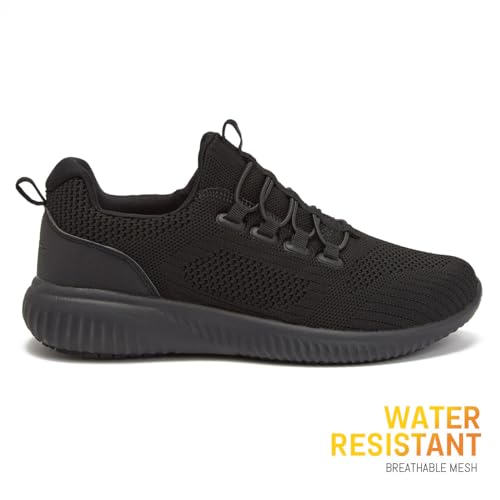 Avia Anchor SR Mesh Slip On Non Slip Shoes for Women, Water Resistant Women's Restaurant, Work & Food Service Sneakers - Black, 8 Medium