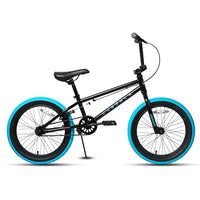 cubsala 20 Inch Freestyle BMX Bicycle Big Kids Bike for Age 6 7 8 9 10 11 12 13 14 Years Old Boys Girls and Beginners, Black with Blue Tires