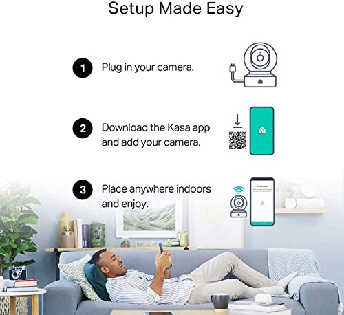Kasa Indoor Pan/Tilt Smart Dog Security Camera, 1080p HD,2.4GHz with Night Vision,Motion Detection for Baby and Pet Monitor, Cloud & SD Card Storage, Works with Alexa& Google Home (EC70), White