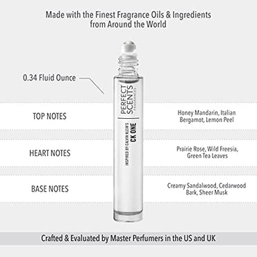 Perfect Scents Fragrances | Inspired by Calvin Klein’s CK One | Rollerball | Women’s Eau de Toilette | Vegan, Paraben Free, Phthalate Free | Never Tested on Animals | 0.34 Fl Oz