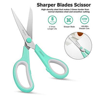 Scissors, iBayam 8" All Purpose Scissors Bulk 3-Pack, Ultra Sharp 2.5mm Thick Blade Shears Comfort-Grip Scissors for Office Desk Accessories Sewing Fabric Home Craft School Supplies, Right/Left Handed