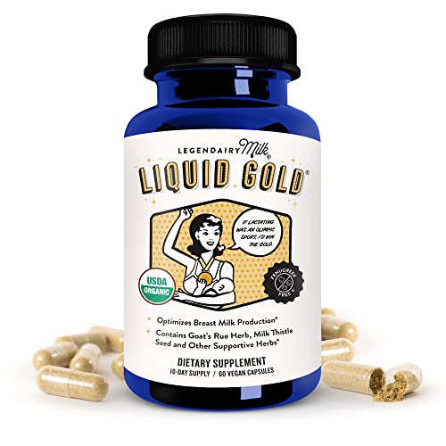 Legendairy Milk Liquid Gold Lactation Supplement, Organic Goat's Rue Lactation Support with Milk Thistle, Shatavari, Fennel, Alfalfa and Anise, Breastfeeding Supplements, 60 Vegan Capsules