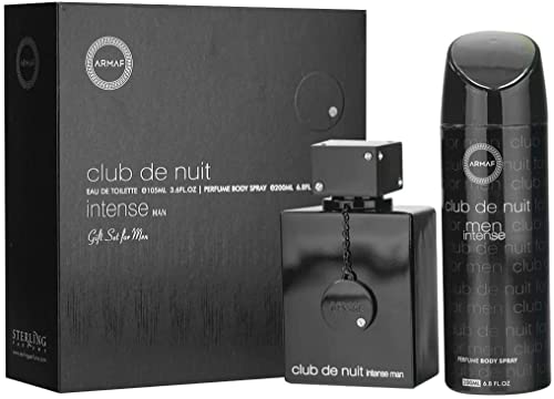 ARMAF Club De Nuit Intense 2-Piece Set for Men, (3.6 Oz Eau De Toilette Spray + 6.8 Oz Body Spray)