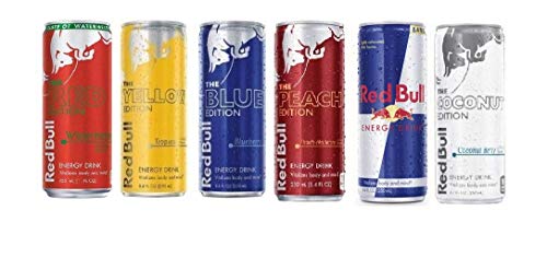 Red Bull Editions Variety Pack,8.4fl.oz. (Pack of 24) : Red, Yellow, Blue, Peach, Original, Coconut_AB