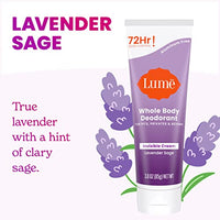 Lume Whole Body Deodorant - Invisible Cream and Solid - 72 Hour Odor Control - Aluminum Free, Baking Soda Free, Skin Safe - 3.0 Ounce Cream and 2.6 Ounce Solid Bundle (Lavender Sage)