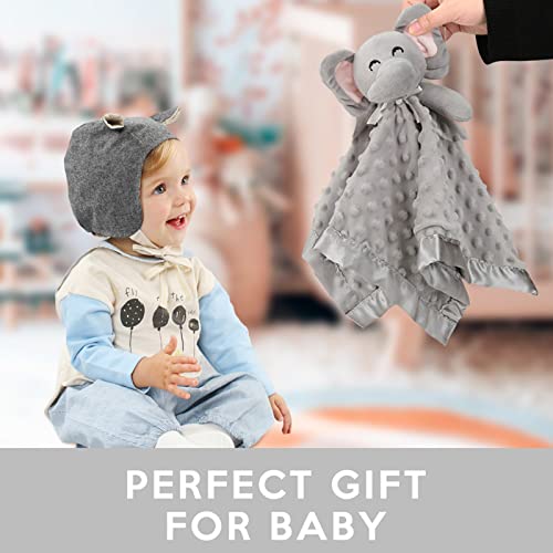 Pro Goleem Elephant Security Blanket, Soft Lovey Unisex Lovie Baby Gifts for Newborn Boys and Girls Snuggle Toy Stuffed Animal Grey 16 Inch