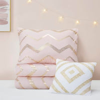 Codi Twin Comforter Set for Girls - Cute Pink Bedding Sets for Twin Size Bed - 3 Piece Set for Teen Girl - Includes 1 Rose Gold Comforter, 1 Decorative Pillow, 2 Pillow Cases - All Seasons Warm