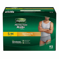 Depend Protection Plus Ultimate Max Absorbency 3-in-1 SureFit Flexible Underwear for Men:92 count, S-M