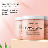 MAJESTIC PURE Himalayan Salt Body Scrub with Lychee Oil, Exfoliating Salt Scrub to Exfoliate & Moisturize Skin, Deep Cleansing - 10 oz