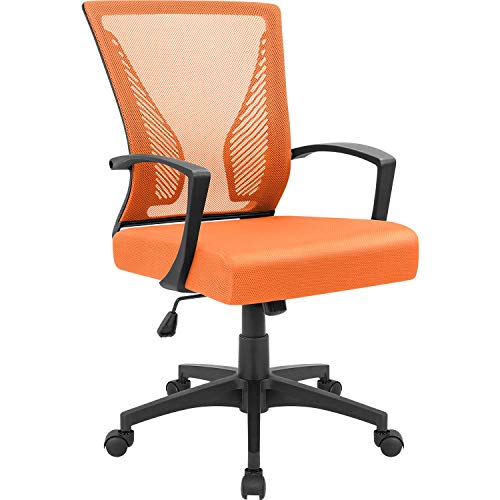 Furmax Office Chair Mid Back Swivel Lumbar Support Desk Chair, Computer Ergonomic Mesh Chair with Armrest (Orange)