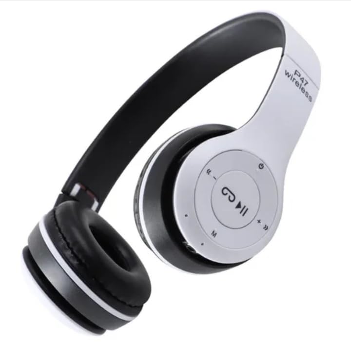 Handsfree p47 Super bass Wireless Headphones Foldable Headset with micropho (White)