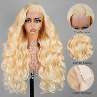 Arabella 613 Lace Front Wig Human Hair 13x4 Blonde Lace Front Wigs Human Hair 210% Density Body Wave 613 Frontal Wig Pre Plucked With Baby Hair (20inch, 613 13X4 body wave wig)