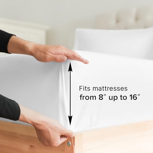 Queen Size 4 Piece Sheet Set - Comfy Breathable & Cooling Sheets - Hotel Luxury Bed Sheets for Women & Men - Deep Pockets, Easy-Fit, Extra Soft & Wrinkle Free Sheets - White Oeko-Tex Bed Sheet Set