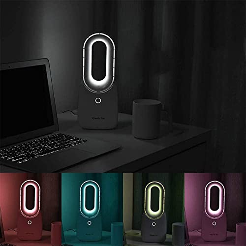 let'me Desk Fan,Portable Bladeless Fan 11.8 inch Small Personal Cooling Fan with 5 Colors Touch Control LED Light,Quiet Table Fan for Home, Office, Bedroom