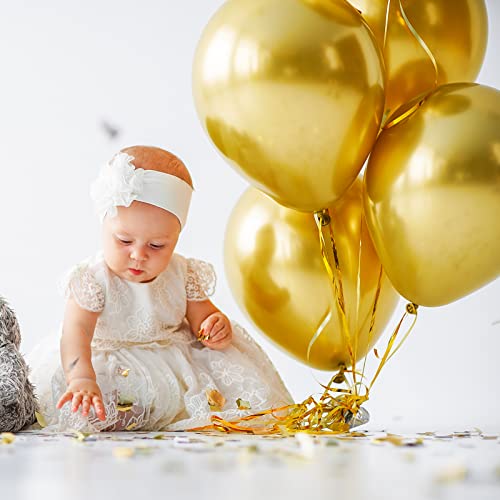 RUBFAC 129pcs Metallic Gold Balloons Latex Balloons Different Sizes 18 12 10 5 Inch Party Balloon Kit for Happy New Year Decorations 2024 Birthday Party Graduation Wedding Holiday Balloon Decoration