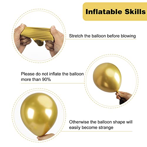 RUBFAC 129pcs Metallic Gold Balloons Latex Balloons Different Sizes 18 12 10 5 Inch Party Balloon Kit for Happy New Year Decorations 2024 Birthday Party Graduation Wedding Holiday Balloon Decoration