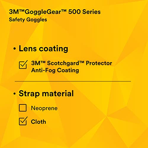 3M GoggleGear 500 Series GG501SGAF, Clear Scotchgard Anti-fog lens