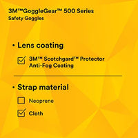 3M GoggleGear 500 Series GG501SGAF, Clear Scotchgard Anti-fog lens