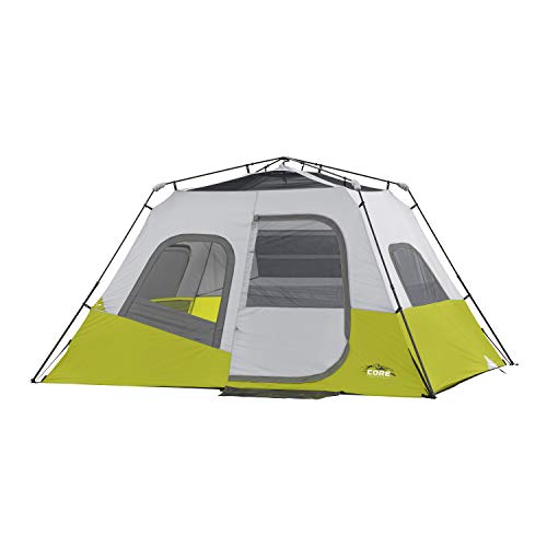 CORE 6 Person Instant Cabin Tent | Portable Large Pop Up Tent with Easy 60 Second Camp Setup for Family Camping | Included Hanging Organizer for Outdoor Camping Accessories