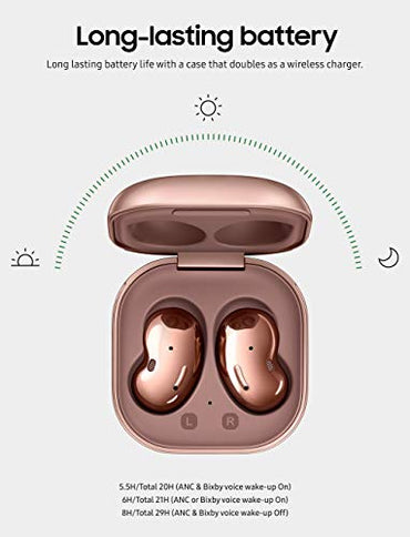 SAMSUNG Galaxy Buds Live True Wireless Earbuds US Version Active Noise Cancelling Wireless Charging Case Included, Mystic Bronze
