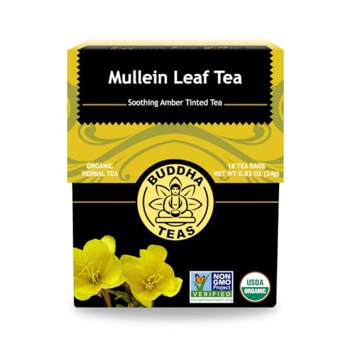 Buddha Teas - Mullein Leaf - Organic Herbal Tea - For Health & Wellbeing - With Antioxidants, Minerals & Vitamin C - Caffeine Free - 100% Kosher & Non-GMO - 18 Tea Bags (Pack of 1)