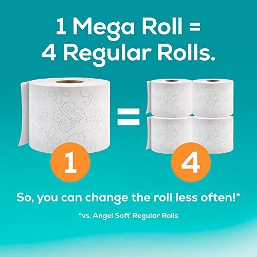 Angel Soft® Toilet Paper, 8 Mega Rolls : 32 Regular Rolls, 2-Ply Bath Tissue, 320 Sheets per Roll, 8 Count, White (Pack of 2)