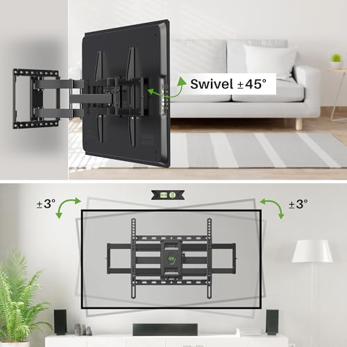 Full Motion TV Monitor Wall Mount Bracket Articulating Arms Swivels Tilts  Extension Rotation for Most 13-42 Inch LED LCD Flat Curved Screen TVs 