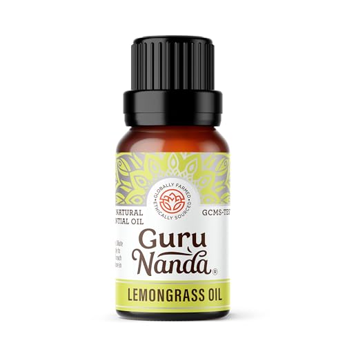 GuruNanda Lemongrass Essential Oil (0.5 Fl oz), 100% Pure, Undiluted Aromatherapy Oil for Diffusers, Helps with Muscle Tension & Promotes Relaxation