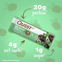 Quest Nutrition Mint Chocolate Chunk Protein Bars, High Protein, Low Carb, Gluten Free, Keto Friendly, 12 Count