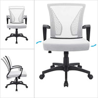 Furmax Office Chair Mid Back Swivel Lumbar Support Desk Chair, Computer Ergonomic Mesh Chair with Armrest (White)
