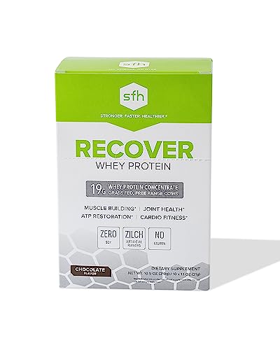 SFH Recover Whey Protein Powder (Chocolate) Great Tasting 100% Grass Fed Whey for Post Workout | All Natural | No Soy, No Gluten, No RBST, No Artificial Flavors (Pack of 10 Single Serves)