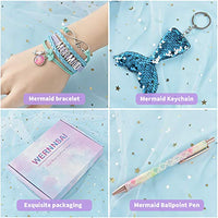 Sequins Notebook Set - Sparkly Mermaid Gift for Girls Kids Christmas Birthday Notebooks Journal Diary with Lock School Travel A5 Lined Memos Writing Drawing Notepad Ballpoint Pen Bracelet Key-chain