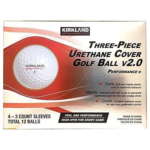 Kirkland Signature Three-Piece Urethane Cover Golf Ball v2.0 Performance + Total of 24 Balls, White