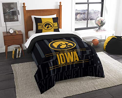 Northwest NCAA Iowa Hawkeyes Unisex-Adult Comforter and Sham Set, Full/Queen, Modern Take